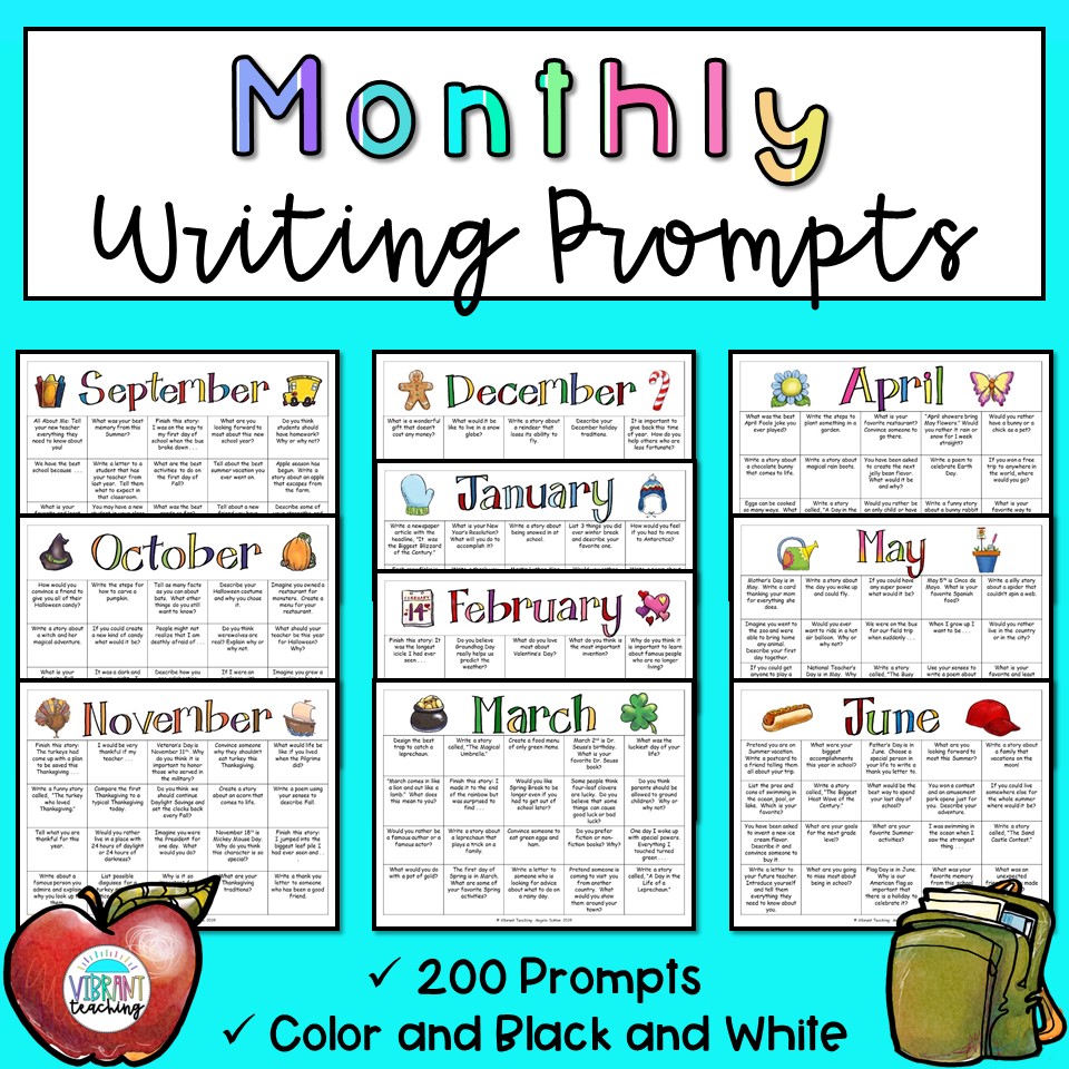Monthly Writing Prompts to Engage Students and Make Writing Fun