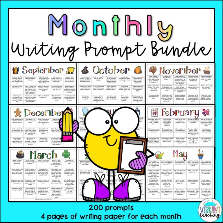 Monthly Writing Prompts to Engage Students and Make Writing Fun