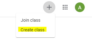 Create class button for Google Classroom